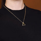 925 Silver Gold-plated Natural Amber Necklace Triangle Chain Pendant
