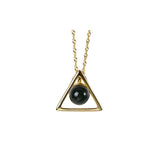 925 Silver Gold-plated Natural Amber Necklace Triangle Chain Pendant