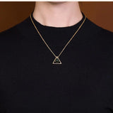 925 Silver Gold-plated Natural Amber Necklace Triangle Chain Pendant