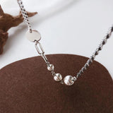 S925 Sterling Silver Round Bead Necklace Gothic Fine Jewelry
