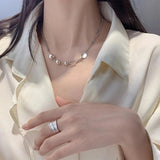 S925 Sterling Silver Round Bead Necklace Gothic Fine Jewelry