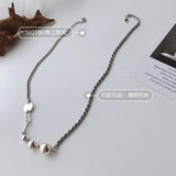 S925 Sterling Silver Round Bead Necklace Gothic Fine Jewelry