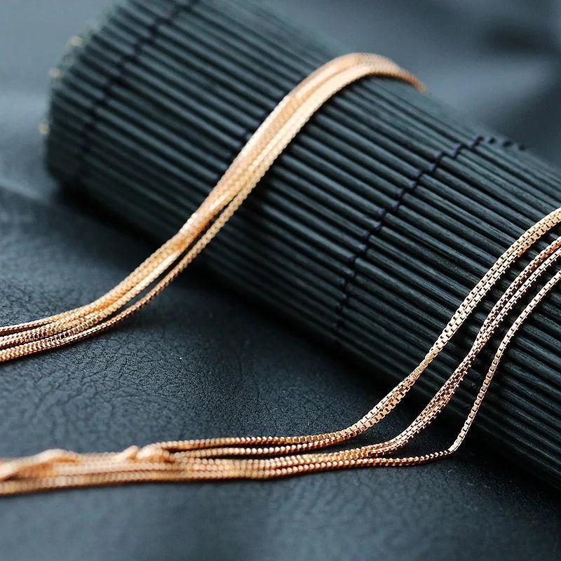 S925 Sterling Silver Necklace Fine Silver Box Chain Men Women