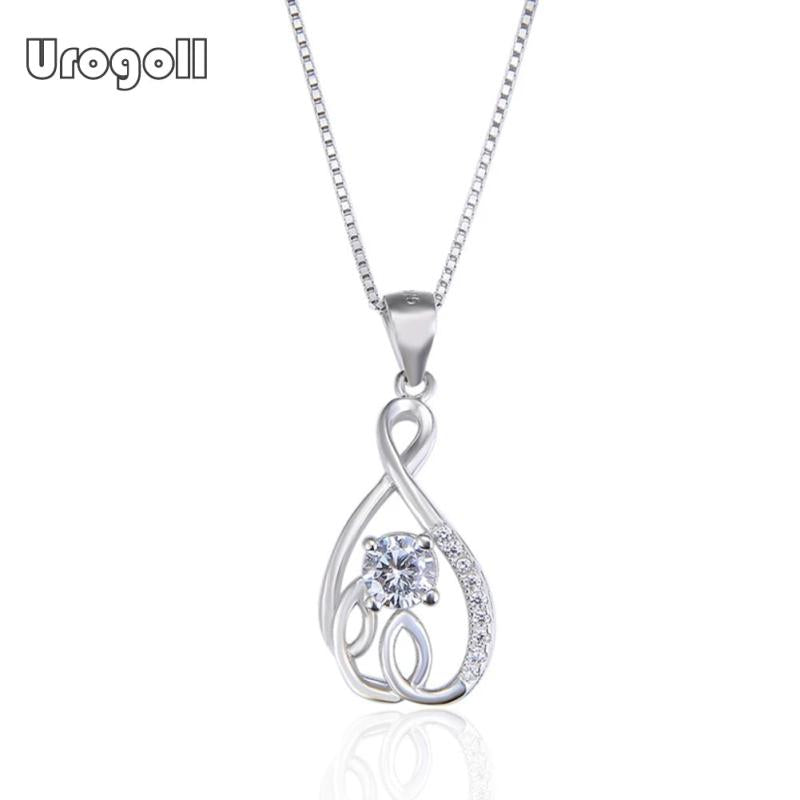 925 Silver Pendant Necklace Women Romantic Wedding Anniversary Jewelry
