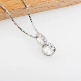 S925 Sterling Silver Crystal Zircon Pendant Necklace