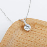 S925 Sterling Silver Crystal Zircon Pendant Necklace