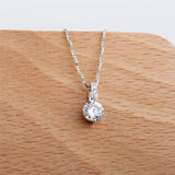 S925 Sterling Silver Crystal Zircon Pendant Necklace
