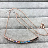Spanish Bear Sterling Silver Necklace, Colorful Gold-plated Tone