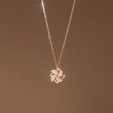 925 Sterling Silver Zircon Windmill Pendant Necklace Hypoallergenic Jewelry