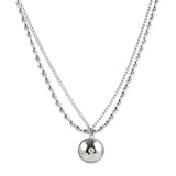 S925 Sterling Silver Lucky Beads Double-Layer Necklace Female Chain Statement