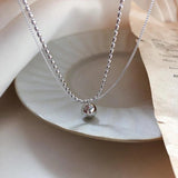S925 Sterling Silver Lucky Beads Double-Layer Necklace Female Chain Statement
