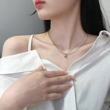 S925 Sterling Silver Lucky Beads Double-Layer Necklace Female Chain Statement
