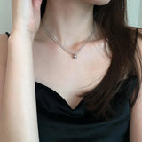 S925 Sterling Silver Lucky Beads Double-Layer Necklace Female Chain Statement