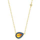 925 Silver Amber Enamel Wedding Necklace Valentines Gift