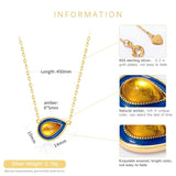 925 Silver Amber Enamel Wedding Necklace Valentines Gift