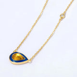 925 Silver Amber Enamel Wedding Necklace Valentines Gift