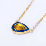 925 Silver Amber Enamel Wedding Necklace Valentines Gift