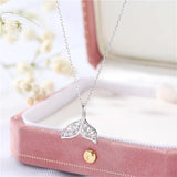 925 Silver Fishtail Necklace for Women Hollow Design