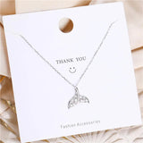 925 Silver Fishtail Necklace for Women Hollow Design