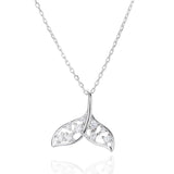 925 Silver Fishtail Necklace for Women Hollow Design
