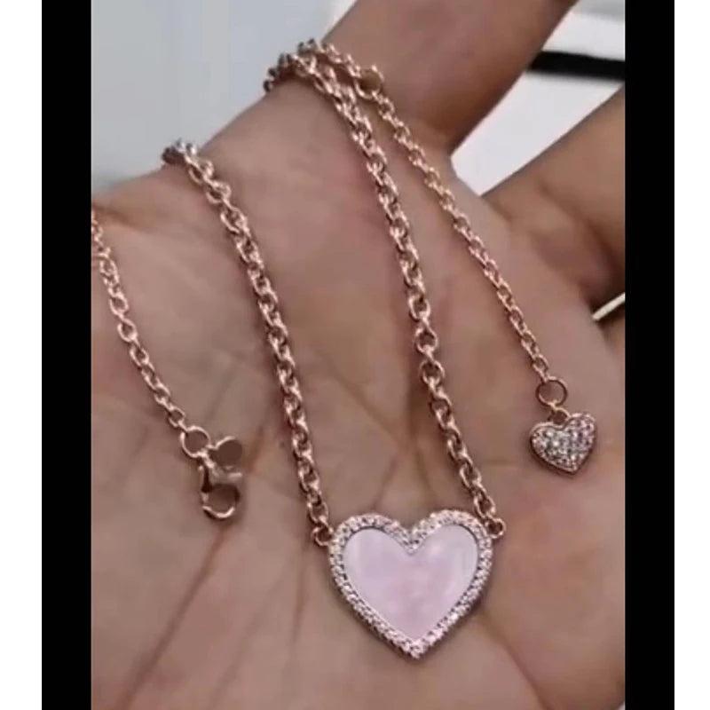 925 Sterling Silver Heart Necklace, Romantic Holiday Gift