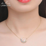 Moon Pendant Necklace Natural Freshwater Pearl 925 Silver Chain Fine Jewelry
