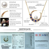 Moon Pendant Necklace Natural Freshwater Pearl 925 Silver Chain Fine Jewelry