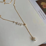 Lady Summer Sweet Lady Necklace with Natural Pearls Adjustable Length Jewelry