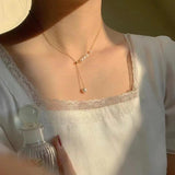 Lady Summer Sweet Lady Necklace with Natural Pearls Adjustable Length Jewelry