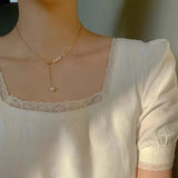 Lady Summer Sweet Lady Necklace with Natural Pearls Adjustable Length Jewelry