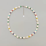 Gemstone Baroque Pearl Choker Necklace 925 Sterling Silver