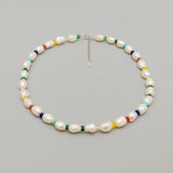 Gemstone Baroque Pearl Choker Necklace 925 Sterling Silver