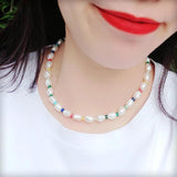 Gemstone Baroque Pearl Choker Necklace 925 Sterling Silver