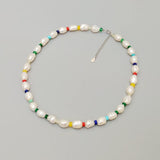 Gemstone Baroque Pearl Choker Necklace 925 Sterling Silver