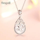 925 Sterling Silver Crystal Pendant Necklace for Women Bride