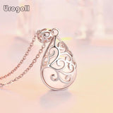 925 Sterling Silver Crystal Pendant Necklace for Women Bride