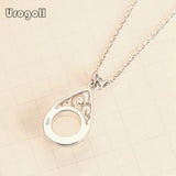 925 Sterling Silver Crystal Pendant Necklace for Women Bride