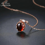 Vintage Garnet Pendant Necklace 925 Silver Rose Fine Jewelry
