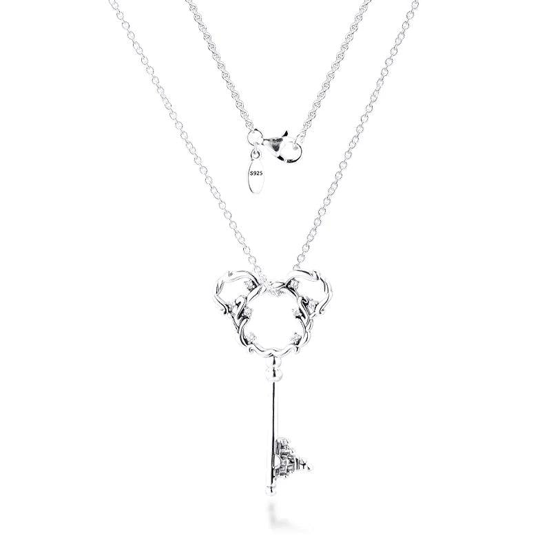 925 Sterling Silver Mouse Fantasyland Castle Key Necklace