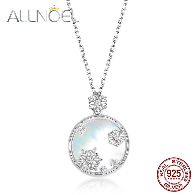 925 Sterling Silver Pendant Shell Zircon Circular Necklace