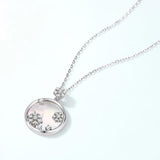 925 Sterling Silver Pendant Shell Zircon Circular Necklace