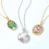 925 Sterling Silver Pendant Shell Zircon Circular Necklace