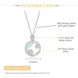 925 Sterling Silver Pendant Shell Zircon Circular Necklace