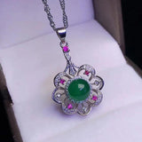 925 Silver Green Jade Emerald Choker Necklace