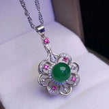 925 Silver Green Jade Emerald Choker Necklace