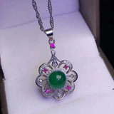 925 Silver Green Jade Emerald Choker Necklace