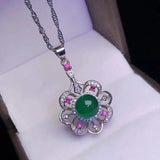925 Silver Green Jade Emerald Choker Necklace
