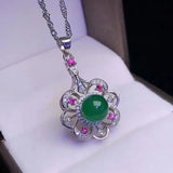 925 Silver Green Jade Emerald Choker Necklace