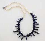 Freshwater Pearl Lapis Branch Necklace 19inch Nature Beads