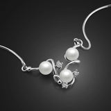 Woman Pearl Pendant Necklace 925 Sterling Silver Choker Wedding Jewelry